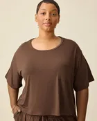 Aria Bamboo Casual Cropped Short Sleeve Top | Chocolate