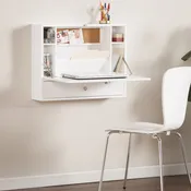 26″ White Wall Mounted Floating Desk