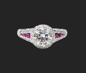 1.01 Carat VVS2 Natural Diamond & Ruby Engagement Ring in 14K White Gold