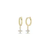 10.5mm Hinged Huggie Hoops with Diamond Flower Drops