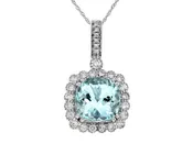14k White Gold Aquamarine and Diamond Pendant