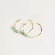 18K Gold plated Amazonite three stone Earrings
