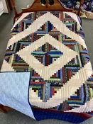 Colorful Diamond Log Cabin Amish Quilt with Cream Background