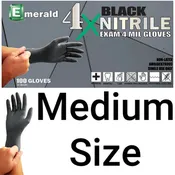 100 Count SIZE MEDIUM Powder-Free Nitrile Gloves, 4 Mil, Food Grade, Disposable (Black Color)