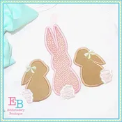 3 Bunnies with Bows Satin Applique