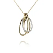14 Karat Two Tone Tri-Loop Diamond Pendant Necklace
